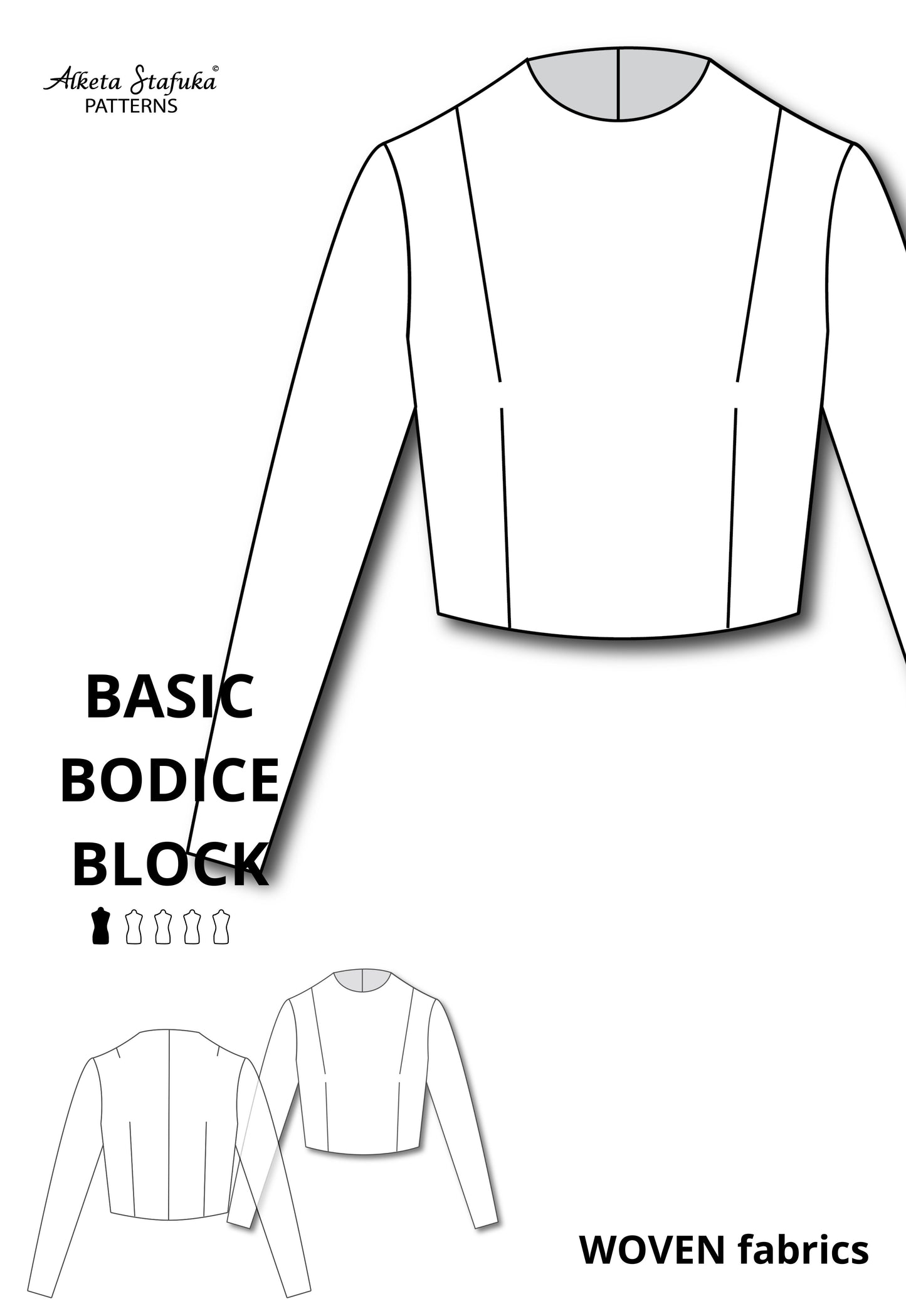 Basic Bodice Block and Sleeve Sewing Pattern for Woven fabrics