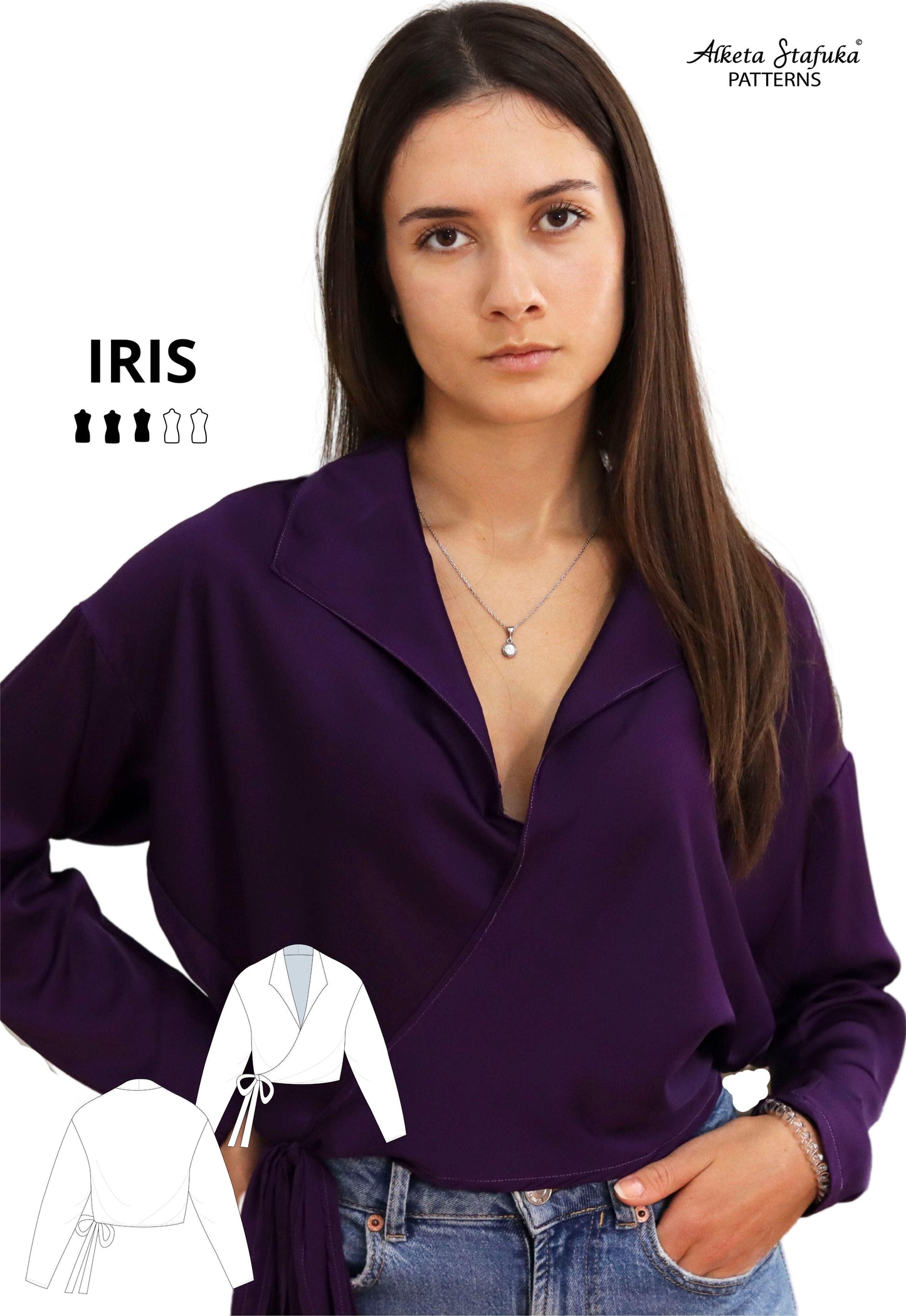 Iris Shirt Sewing Pattern US 0-10 - AlketaStafukaPatterns