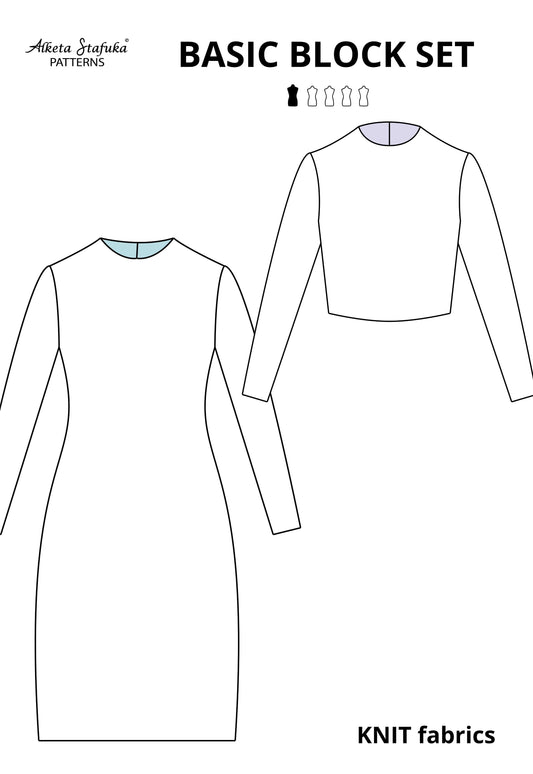 XS-XL Basic KNIT Block Sewing Pattern Set for Women - AlketaStafukaPatterns