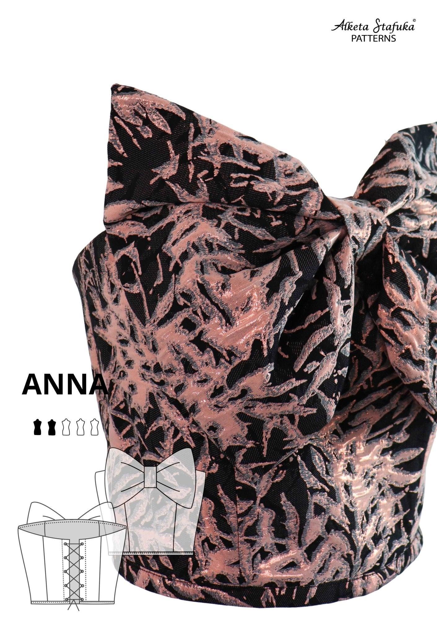 Anna Bow Corset Sewing Pattern XXS-XL - AlketaStafukaPatterns