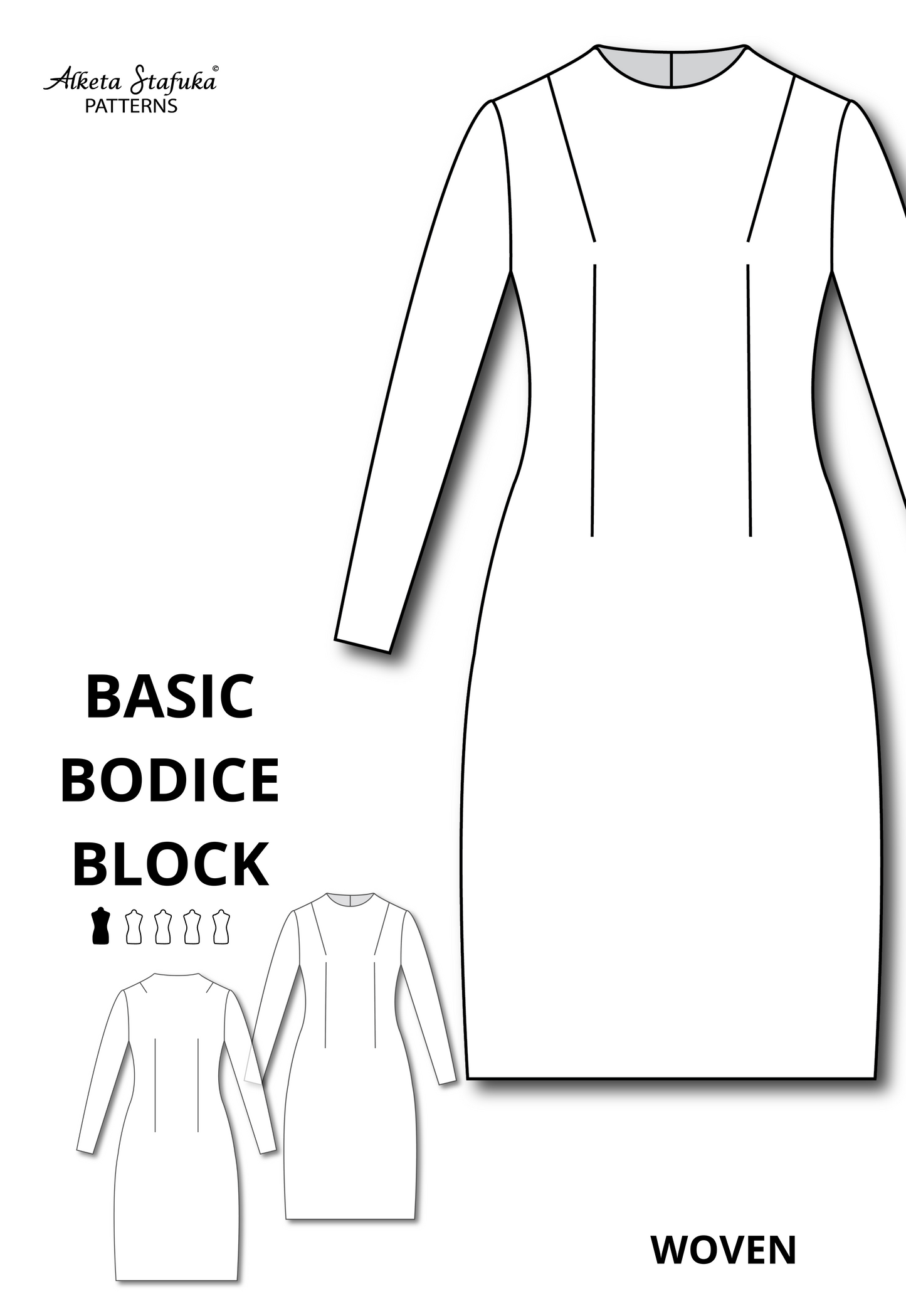 Basic Dress Block and Sleeve Sewing Pattern for Woven fabrics