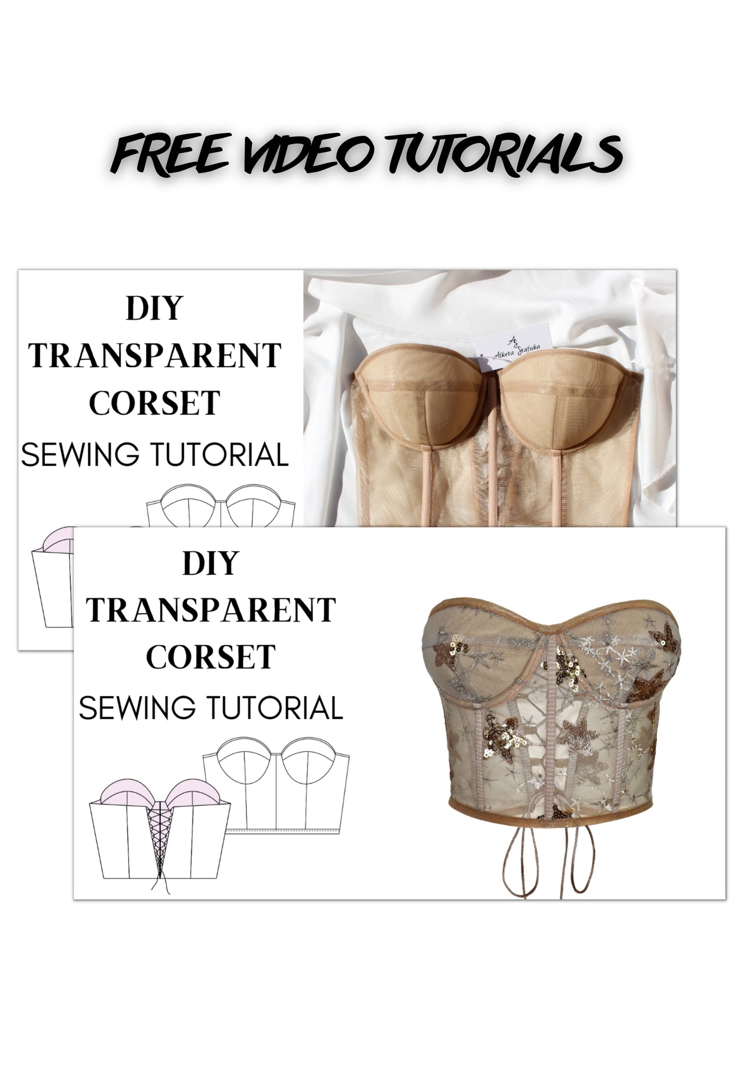 transparent corset sewing pattern xxs-xxl