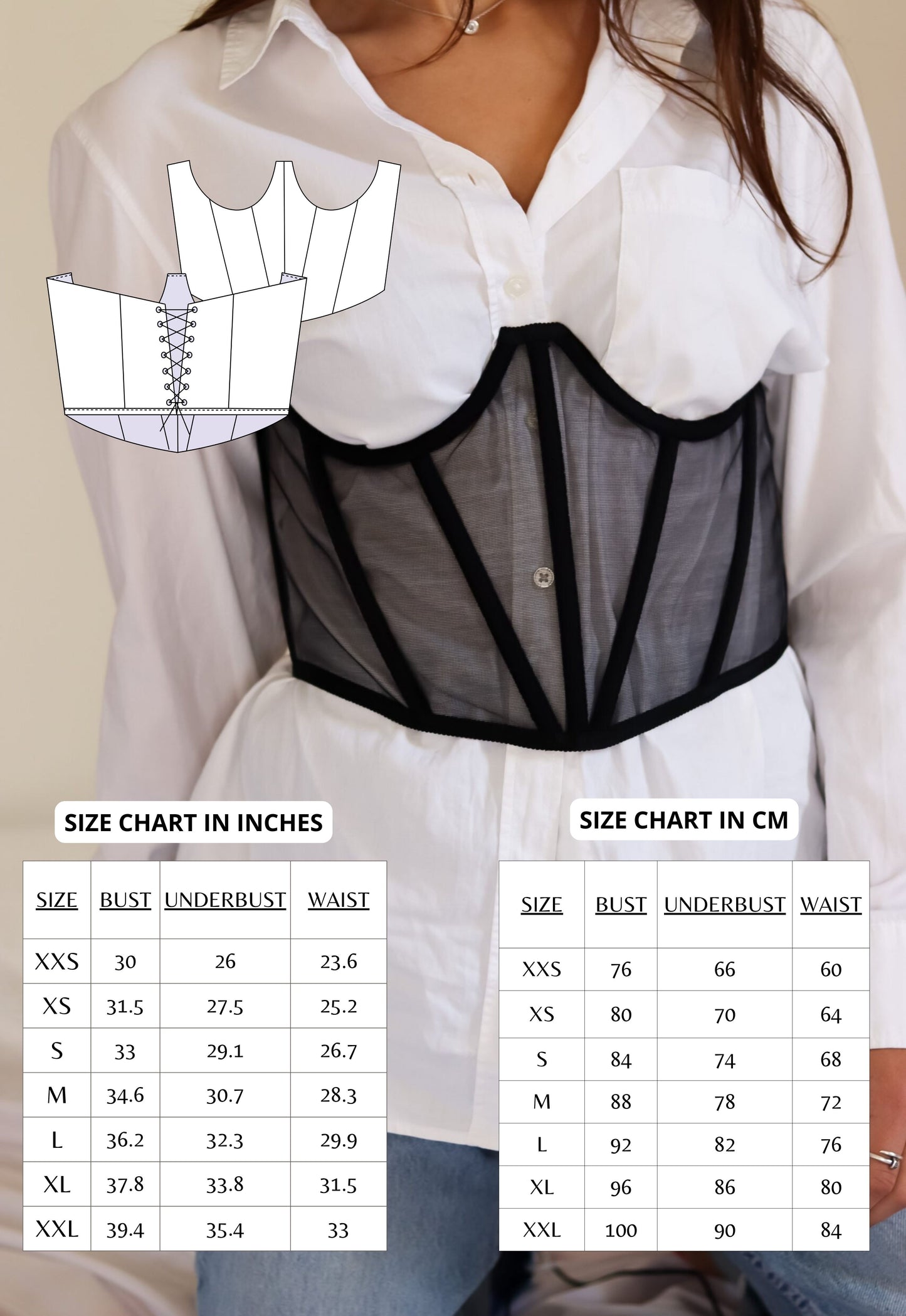 Transparent Corset and Underbust Corset Sewing Pattern Bundle