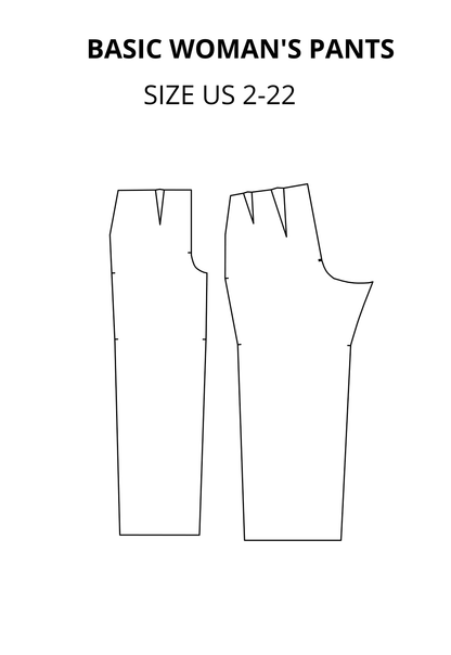 Basic Woman's Pants Block Sewing Pattern for WOVEN fabrics - AlketaStafukaPatterns