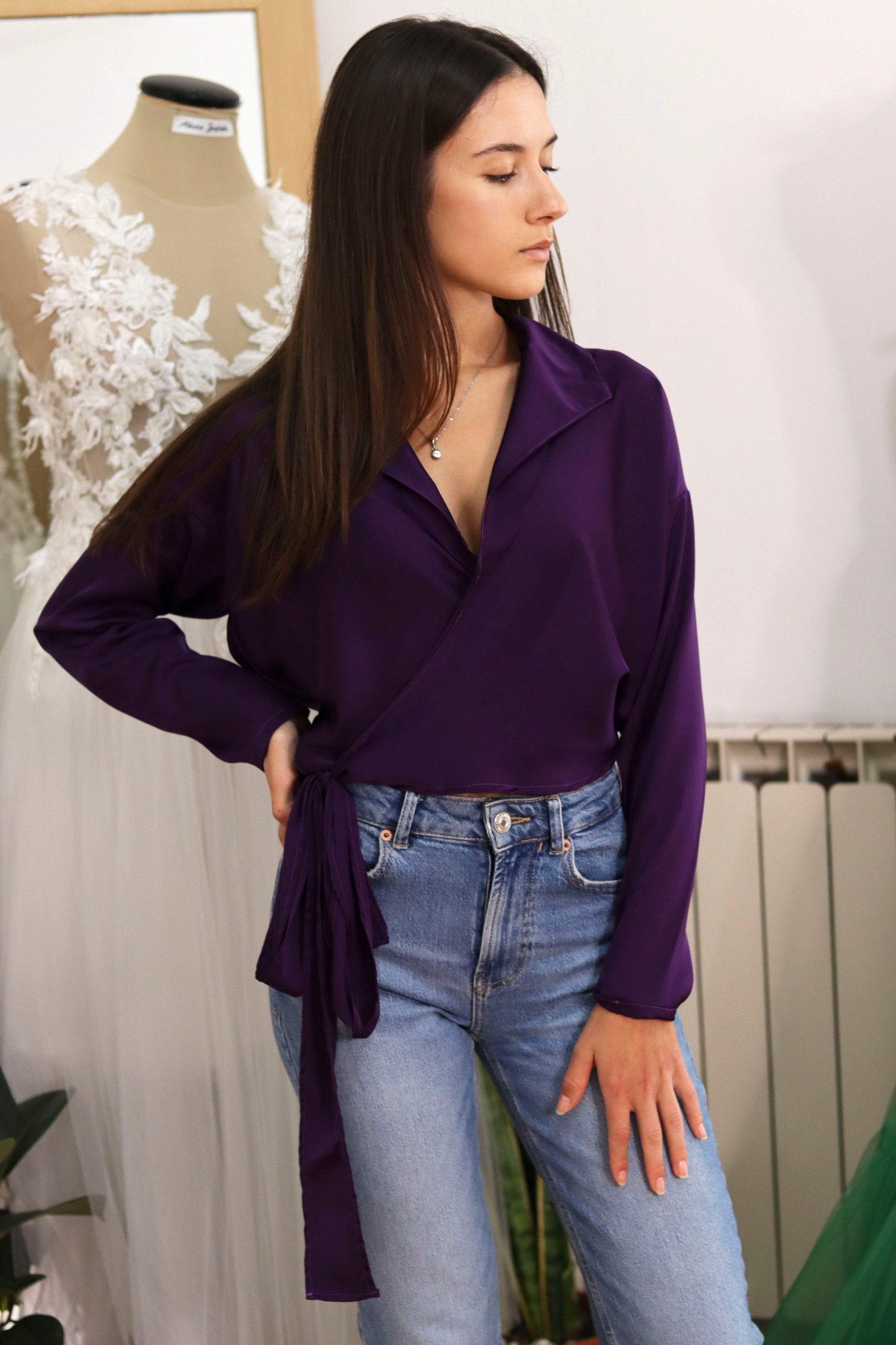 Iris wrap shirt sewing pattern with sewing video tutorial