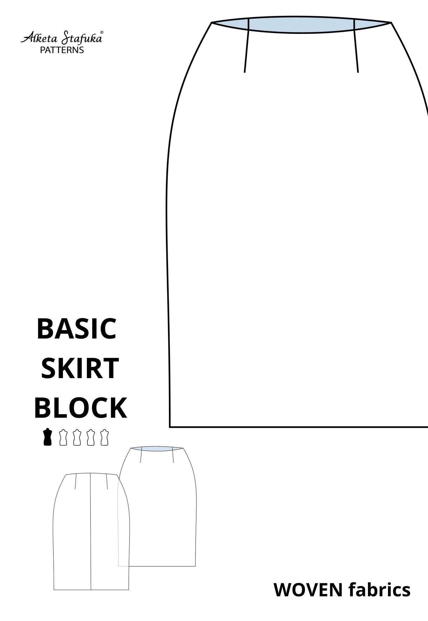 Basic Skirt Block Sewing Pattern for WOVEN fabrics - AlketaStafukaPatterns