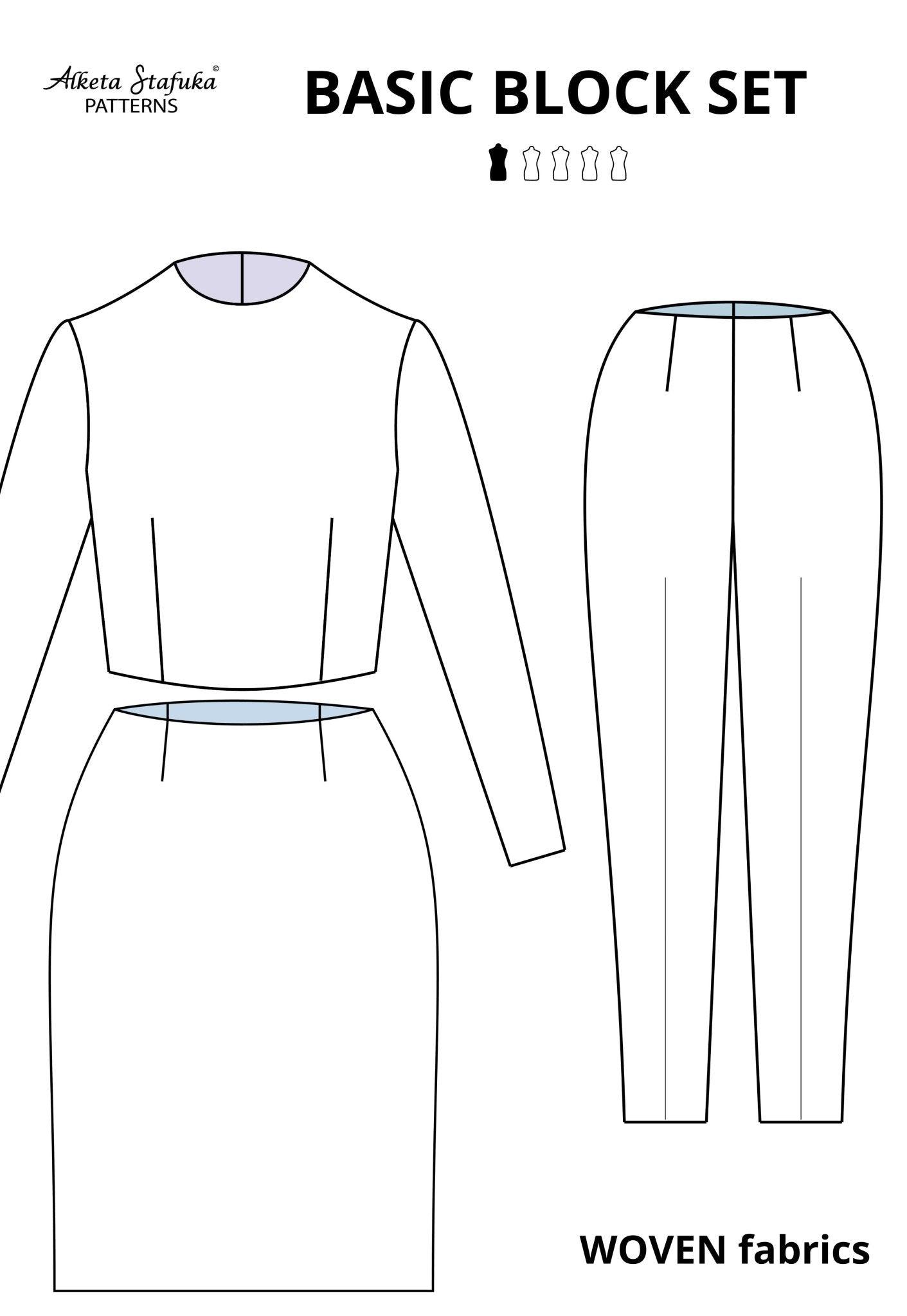 Basic WOVEN Block Sewing Patterns Set for Women - AlketaStafukaPatterns