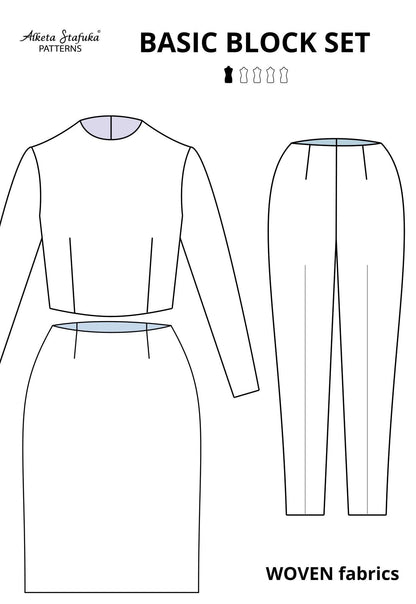 Basic WOVEN Block Sewing Patterns Set for Women - AlketaStafukaPatterns